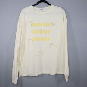 Evam Eva Womens Large Yellow Cotton Long Sleeve With Bows "Amour" Shirt *Read